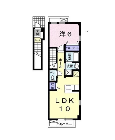トライアン・ファントA(1LDK/2階)の間取り写真