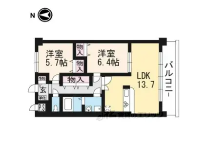 ベルヌーブ森神Ⅳ(2LDK/3階)の間取り写真