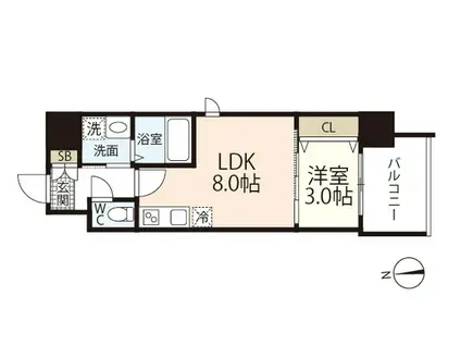 ARTISTA宝町(1LDK/6階)の間取り写真
