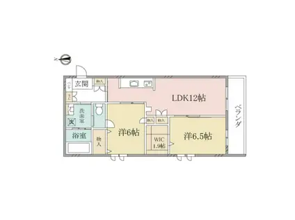 ヘーベルヴィレッジ大宮(2LDK/2階)の間取り写真