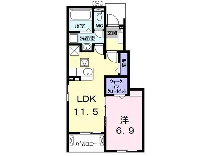ヒカルサ名古屋港区大西I(1LDK/1階)の間取り写真