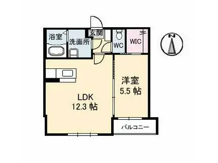 グランカーサ平井 六番館(1LDK/2階)の間取り写真