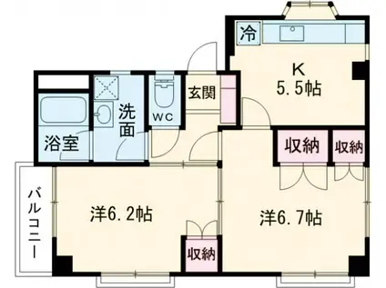 ハウス・ザ・リッター(2K/2階)の間取り写真