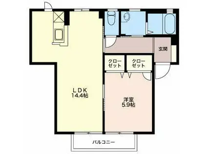 モン・プラースA棟(1LDK/1階)の間取り写真