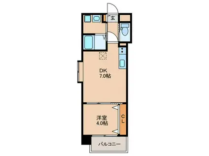 エルシオン平之町(1DK/3階)の間取り写真