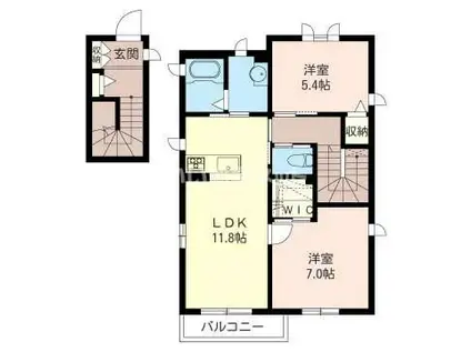 リッシュ B棟(2LDK/2階)の間取り写真