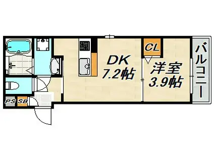 エハコ板宿ヒルサイド(1DK/2階)の間取り写真