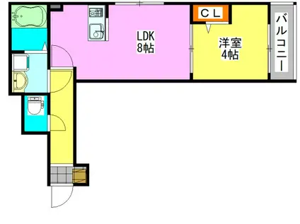 ボナール検見川(1LDK/2階)の間取り写真