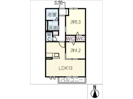 ハイムメゾン岐阜市八代(2LDK/1階)の間取り写真
