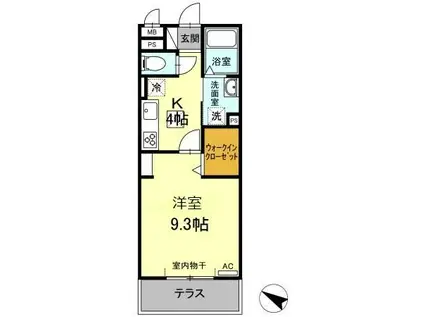 パストラーレ富士松(1K/1階)の間取り写真