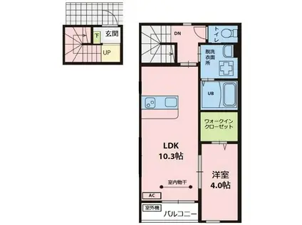 ハドルハシヌマ(1LDK/2階)の間取り写真