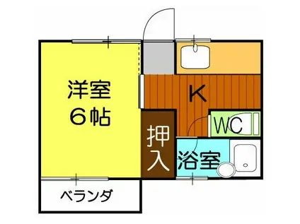 コート幸(1K/2階)の間取り写真