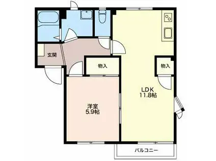 フレグランスウィンド(1LDK/1階)の間取り写真