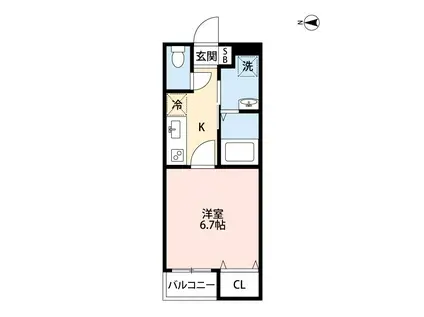 HUDO琴平本町(1K/2階)の間取り写真