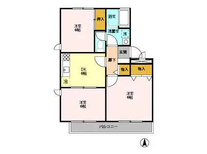 シンヤハンズ(3DK/1階)の間取り写真