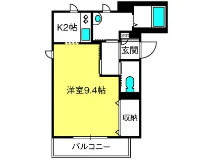 シャトーメルヴェーユ(1K/1階)の間取り写真