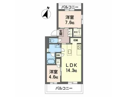 モンセル(2LDK/3階)の間取り写真