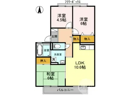 グレースA・B(3LDK/1階)の間取り写真