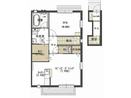 Y3ツルタパナハイツ C(1LDK/2階)の間取り写真