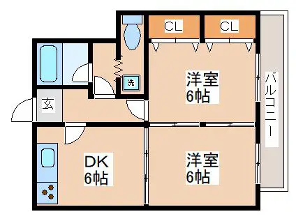 サンビルダ-美野丘(2DK/3階)の間取り写真