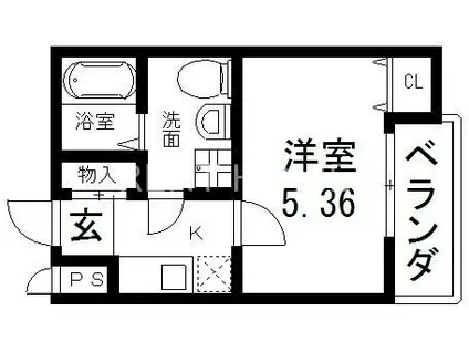 ブライト近大前(1K/1階)の間取り写真