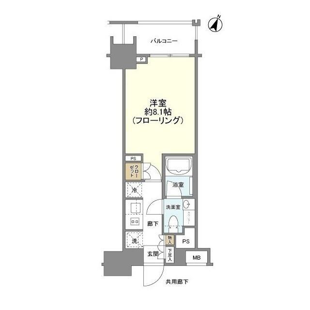 クレヴィア新宿若松町(1K/4階)の間取り写真