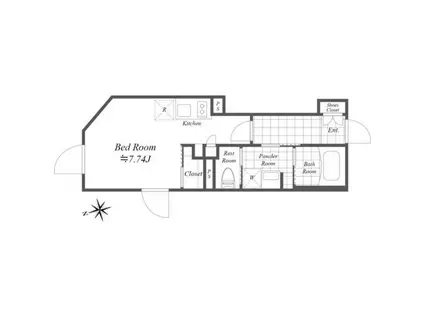 レーヴレジデンス白金台(ワンルーム/3階)の間取り写真