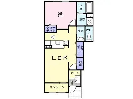 グラン・ソーレ I(1LDK/1階)の間取り写真