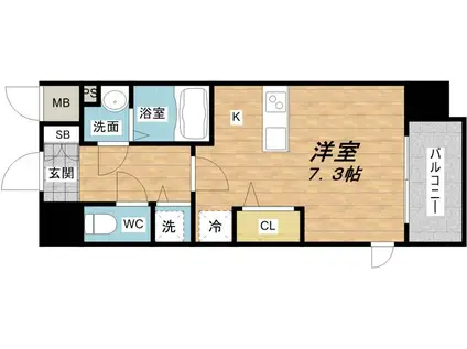 プレサンスタワー北浜(ワンルーム/9階)の間取り写真