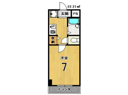 パラドール西院 PARTIII(1K/4階)の間取り写真