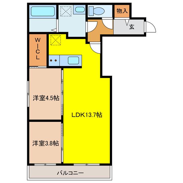 ERFOLG千歳春日町(2LDK/3階)の間取り写真