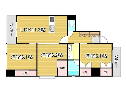 ヒルクレスト小倉高峰グランデ(3LDK/5階)の間取り写真