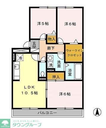 セジュール是政(3LDK/3階)の間取り写真