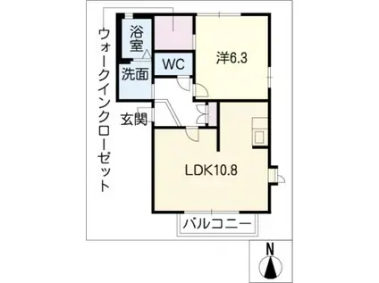 グリーンパレス(1LDK/2階)の間取り写真