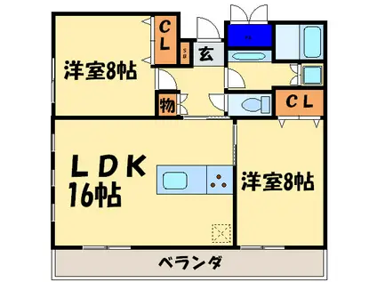 ROOMINESS GARDEN(2LDK/3階)の間取り写真