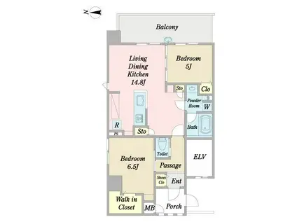 サンスクエア都島(2LDK/5階)の間取り写真