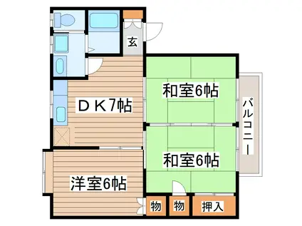 ベラカーサII(3DK/1階)の間取り写真