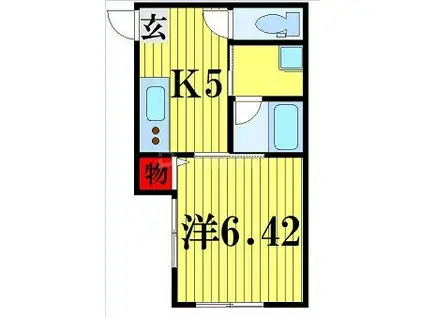 日暮里・舎人ライナー 江北駅(東京) 徒歩11分 2階建 築6年(1DK/1階)の間取り写真