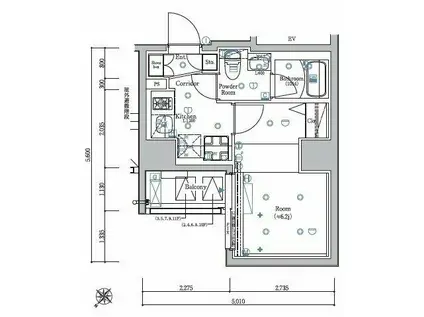 ARCOBALENO KAWASAKI ウエスト(1K/11階)の間取り写真