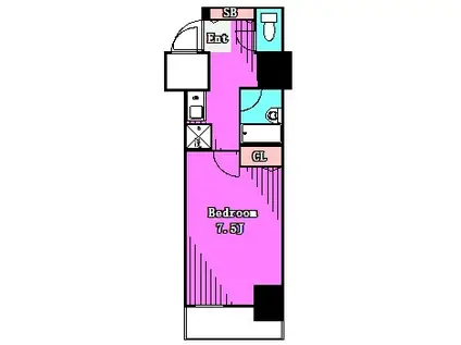 ダイホープラザ新横浜(1K/2階)の間取り写真