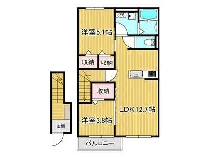 パストル(2LDK/2階)の間取り写真