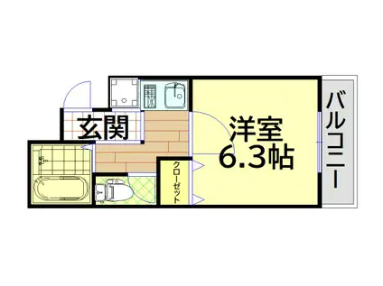 カトレアハイツ(1K/4階)の間取り写真