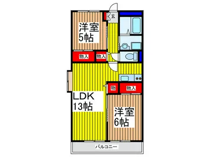 ハイツ与野(2LDK/3階)の間取り写真