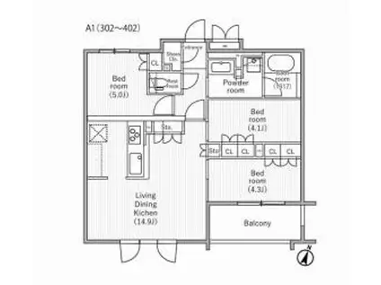 NIDO SAKURAGAOKA ニドサクラガオカ(3LDK/3階)の間取り写真