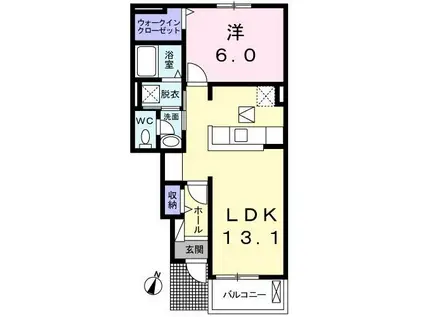 R・プリムラ(1LDK/1階)の間取り写真