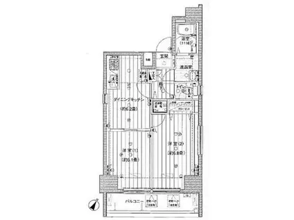 プレール・ドゥーク水天宮(2DK/9階)の間取り写真