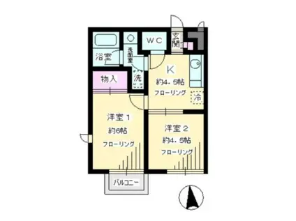 クレール桜ヶ丘(2DK/1階)の間取り写真