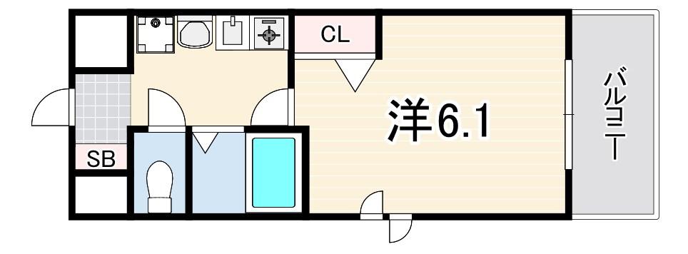 エステムコート神戸西Ⅱ(1K/2階)の間取り写真