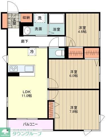 イルマーレ国立(3LDK/3階)の間取り写真
