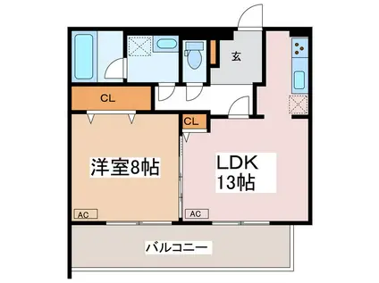 THE CREST(1LDK/2階)の間取り写真